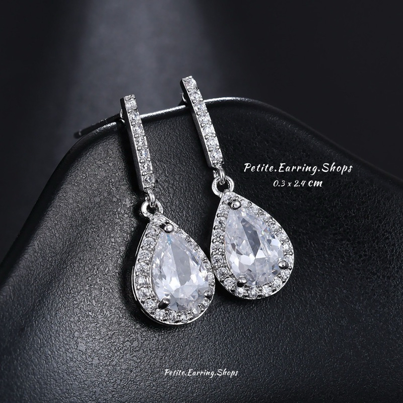 🌟 พร้อมส่ง 🌟 ส่งจากไทย 🇹🇭 ต่างหูทรงหยดน้ำ งานเพชร CZ งานสวย น้ำหนักเบา