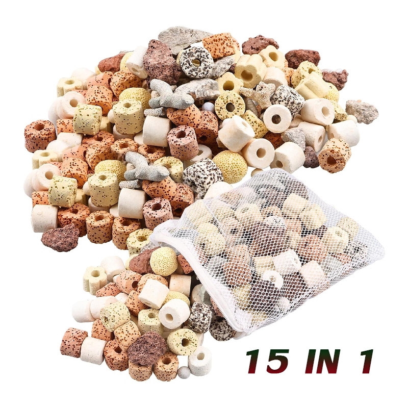 วัสดุกรอง 500g/ถุง หินกรอง มาใหม่ 15 in 1 หินกรองตู้ปลา พร้อมถุงซิป วัสดุกรองตู้ปลา บ่อปลา ช่วยทำให้น้ำใส