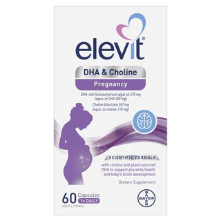Elevit DHA Choline For Pregnancy and Breastfeeding 60 capsules สนับสนุนการพัฒนาสมองและสายตา