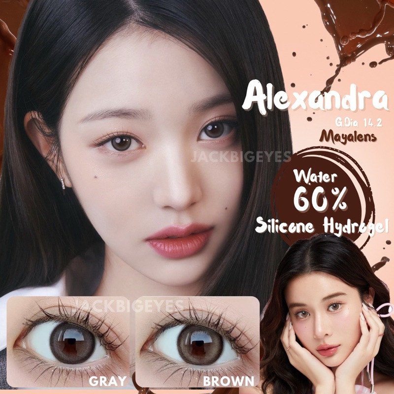 เลนส์พรีเมียม Silicons hydrogen ค่าอมน้ำ 60% Alexandra สายตาปกติ-1000