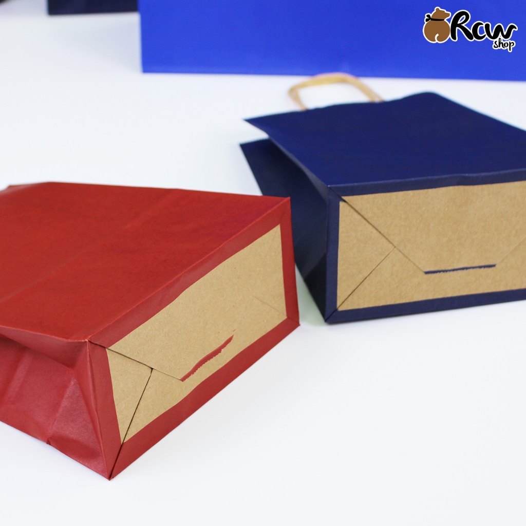 ถุงกระดาษหูเกลียว เซ็ตสีเข้ม (แพ็ค 25 ใบ , 6 ขนาด 5 สี) ถุงกระดาษใส่สินค้า ของชำร่วย จัดเซ็ตของว่าง