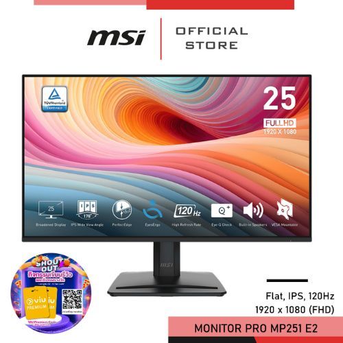 MSI PRO MP251 E2 Monitor จอคอมพิวเตอร์ 1920 x 1080 (FHD)