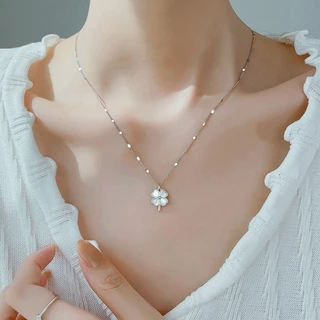BWjewerly Lucky Clover สร้อยคอสั้น สร้อยแฟชั่น สร้อยหินนำโชค