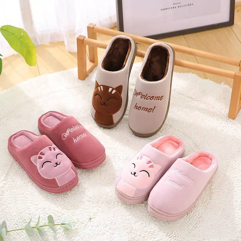 AT.homemart slippers รองเท้าสลิปเปอร์ แมวขนนุ่ม รองเท้าแฟชั่น รองเท้าใส่ในออฟฟิต กันลื่น ใส่ในบ้าน หรือ ใส่ที่ทำงาน