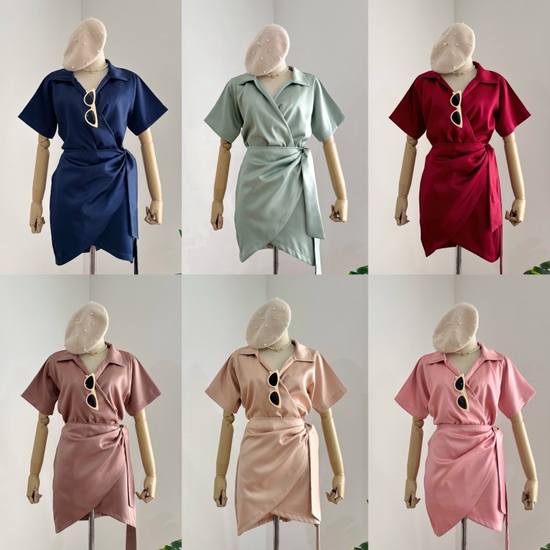 เดรส ผูกข้าง ผ้าSARA #DD73