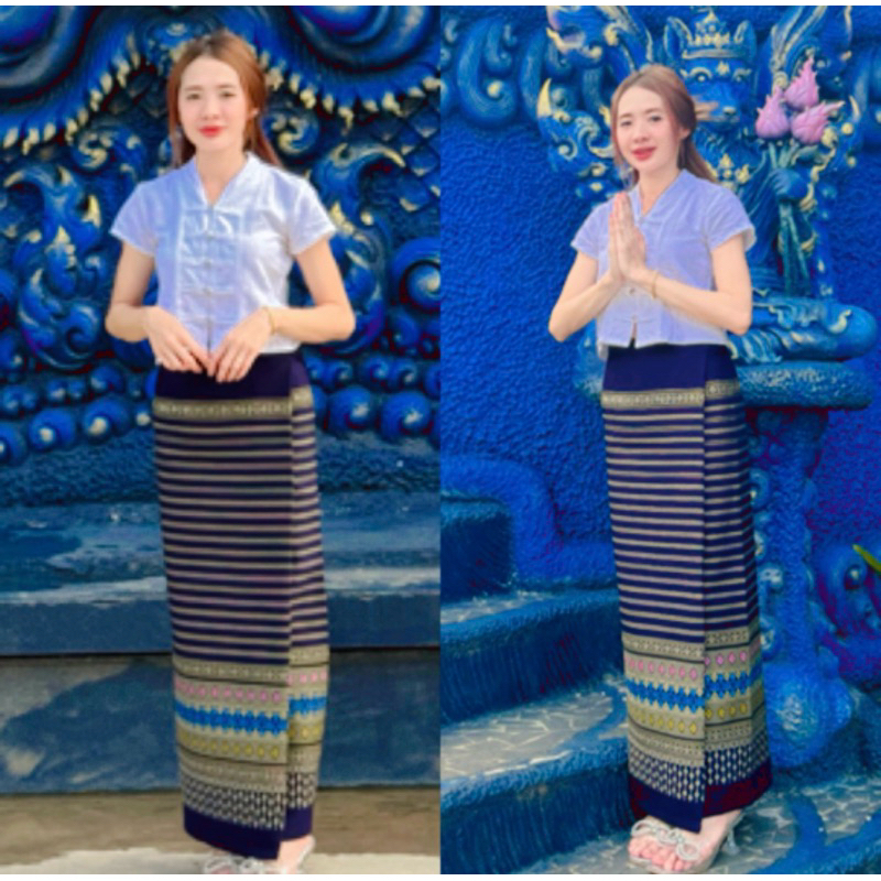 ผ้าถุงป้ายเย็บสำเร็จอัดกาวพร้อมนุ่งฟรีไซด์มีตะขอแถมให้