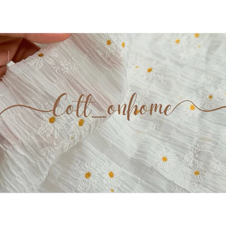 ผ้าลายเดซี่ ผ้าอัดย่น หน้ากว้าง150cm พร้อมส่ง