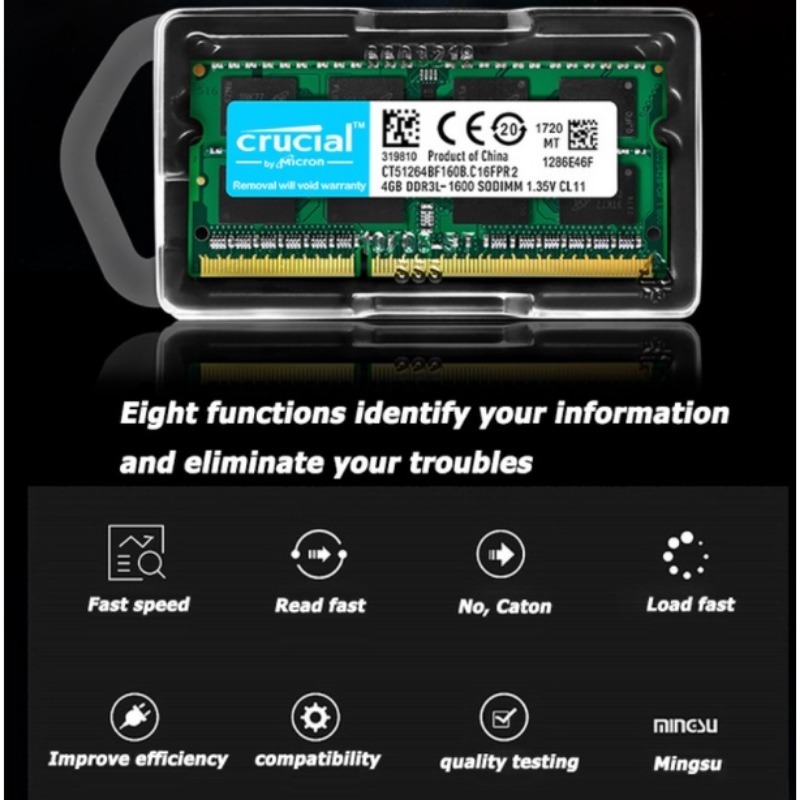 【การจัดส่งที่รวดเร็ว】Crucial หน่วยความจำแล็ปท็อป 4GB 8GB DDR3 DDR3L 1333MHz 1600Mhz 1.5V 1.35V SODIMM RAM