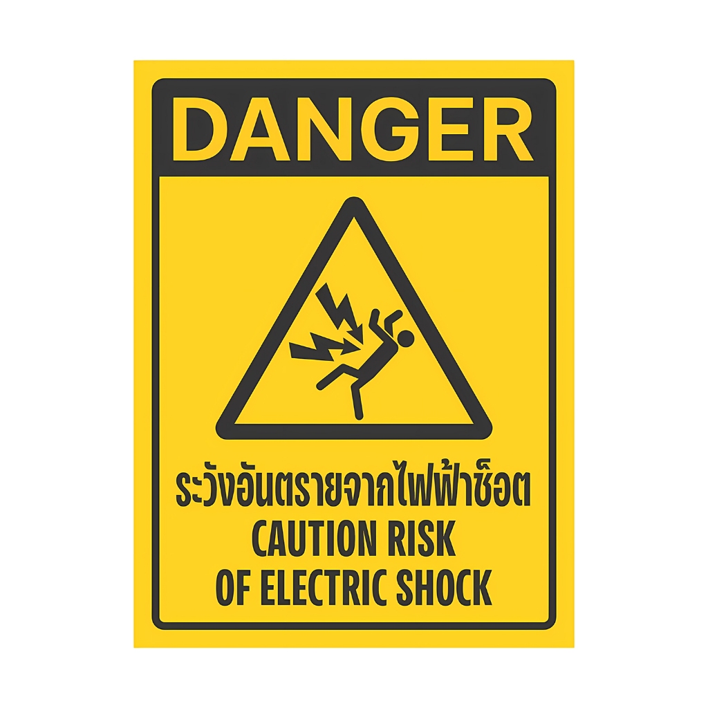 ระวังอันตรายจากไฟฟ้า สติกเกอร์ระวังกระแสไฟฟ้า ป้ายเตือนไฟฟ้าแรงสูง 6x8 cm. 3M แท้ - รูปที่ 5