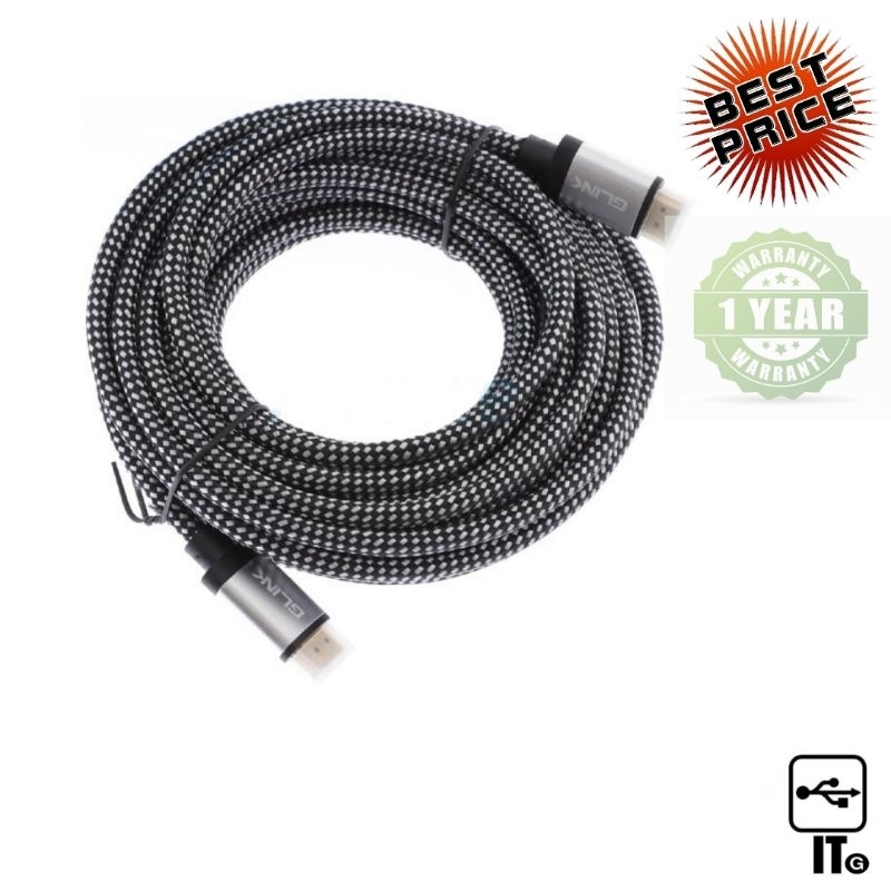 Cable  4K (V.2.0) M/M (10M) GLINK สายถัก GL201 ประกัน 1Y สายhdmi