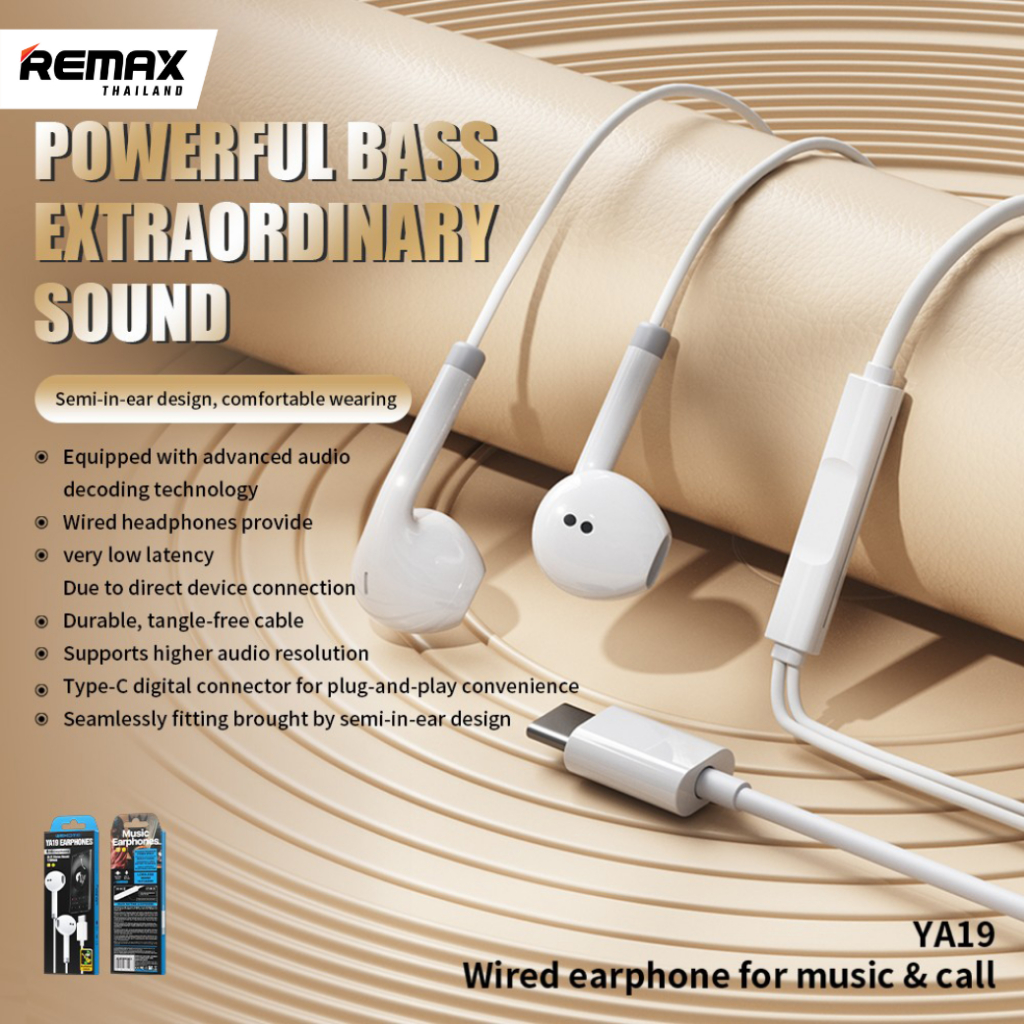 Wekome Wired Small talk Type C (YA19) - หูฟังมีสาย Type-C พร้อมไมโครโฟน ทรง Earbuds คุณภาพเสียง HiFi