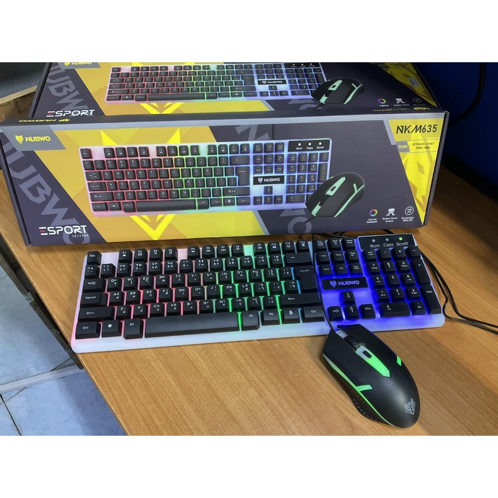 คีย์บอร์ด เกมมิ่ง nubwo รุ่น NKM635 ชุดคอมโบเซ๊ต สุดคุ้ม มีไฟ