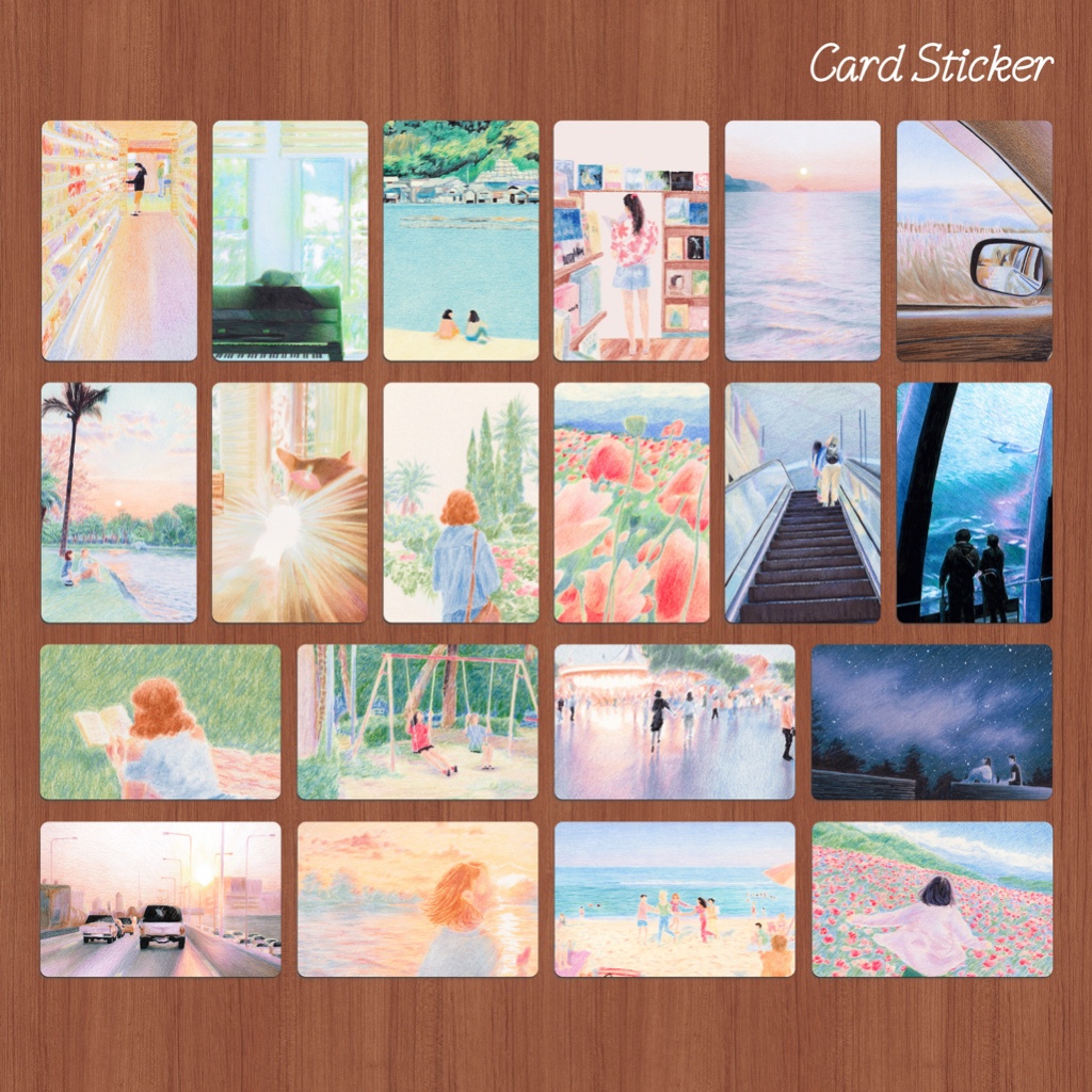 Card Sticker สติกเกอร์ติดบัตร รถไฟฟ้า ภาพวาดสีไม้ etc. days of light