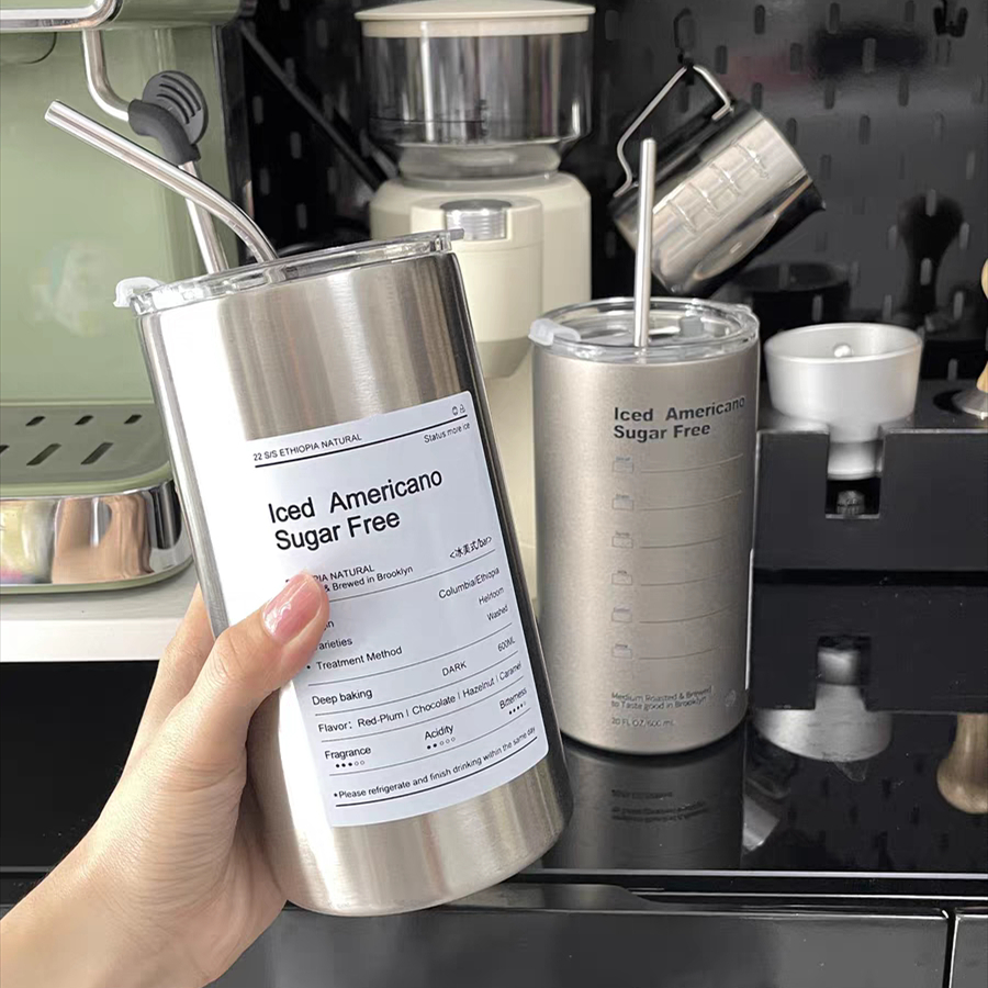 พร้อมส่ง แก้วเก็บความเย็น กระติกน้ำร้อน แก้วกาแฟ สเตนเลส พร้อมหลอดดูด กระติกเก็บความเย็น ความจุขนาดใหญ่ 360ml/600ml