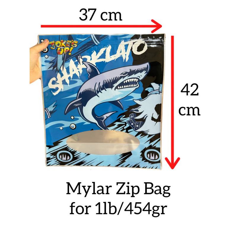 Sharklato Mylar zip bag size 454 grams / 1 lb