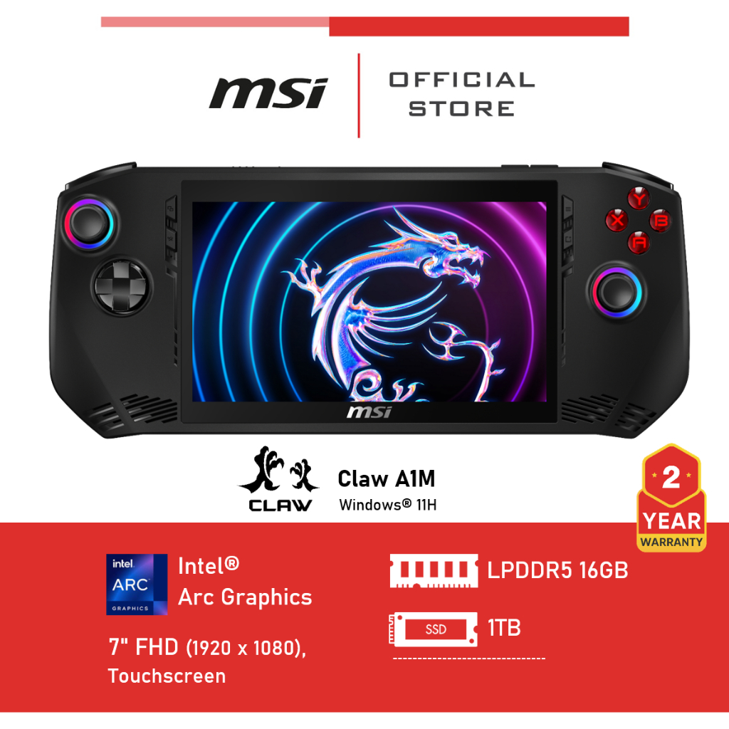 MSI Claw A1M (Intel® Arc Graphics) HANDHELDS เครื่องเล่นเกมส์พกพา