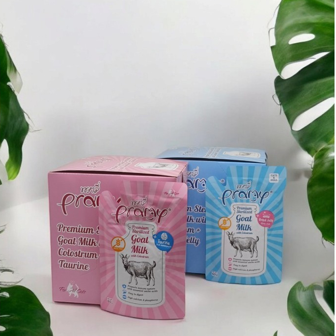 นมแพะ Pramy Sterilized Goat Milk With Colostrum 1ซอง
