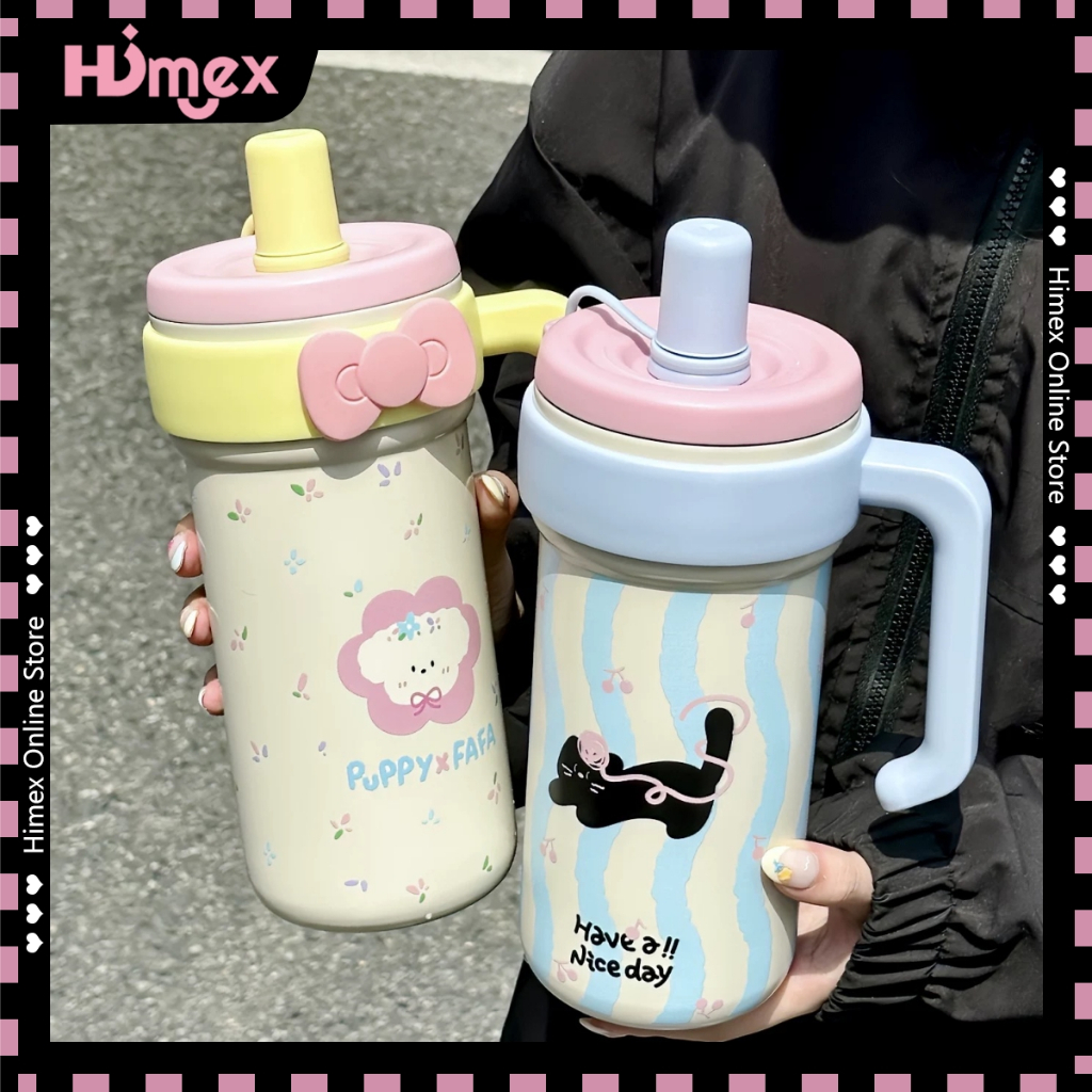 Himex แก้วเก็บความเย็นมีหูจับ น่ารัก เกาหลี แก้วเยติ แก้วกาแฟ ของขวัญวันเกิด แก้ว 316 สแตนเลส