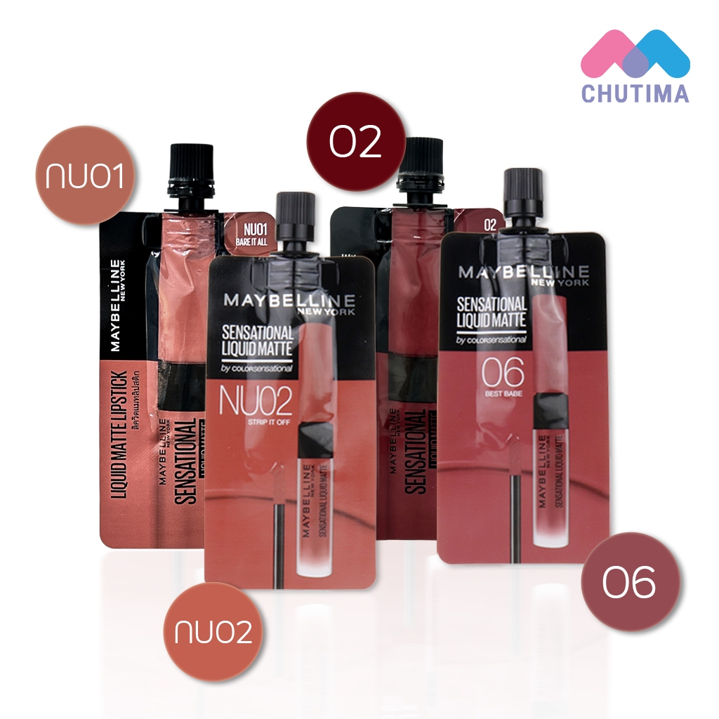 ลิปแมทท์ (ซอง) เมย์เบลลีน นิวยอร์ก เซนเซชั่นแนล ลิควิด แมท Maybelline New York Sensational Liquid Matte 2 g.