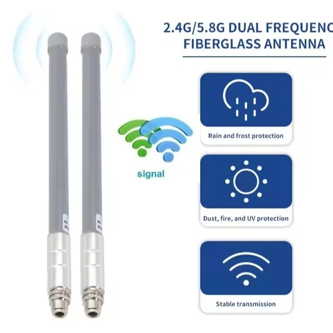 WiFi 8DBI Dual Band  2.4G+5GHz Base Station Outdoor Fiberglass IP67 Waterproof Omni Antenna