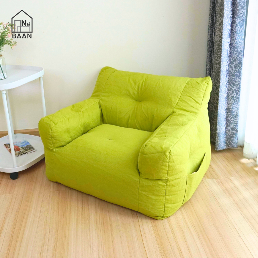 Naibaan โซฟา มินอมอล 1 ที่นั่ง พร้อมเม็ดโฟมกับถุงโซฟา ขนาด 72x70x52 ซม. เนื้อผ้าฝ้ายผสมลินิน Sofa