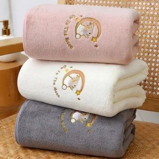 🌙ส่งจากไทย🐰เซท2ชิ้น ผ้าเช็ดตัวเด็ก moon rabbit สัมผัสนุ่มไม่ระคายผิว ไม่เป็นขุย