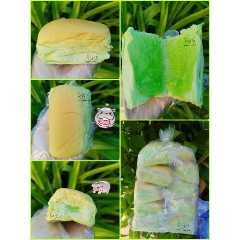 ขนมปังสังขยาใบเตย 10ชิ้น ขนมปังนุ่ม ใส้อร่อย💚