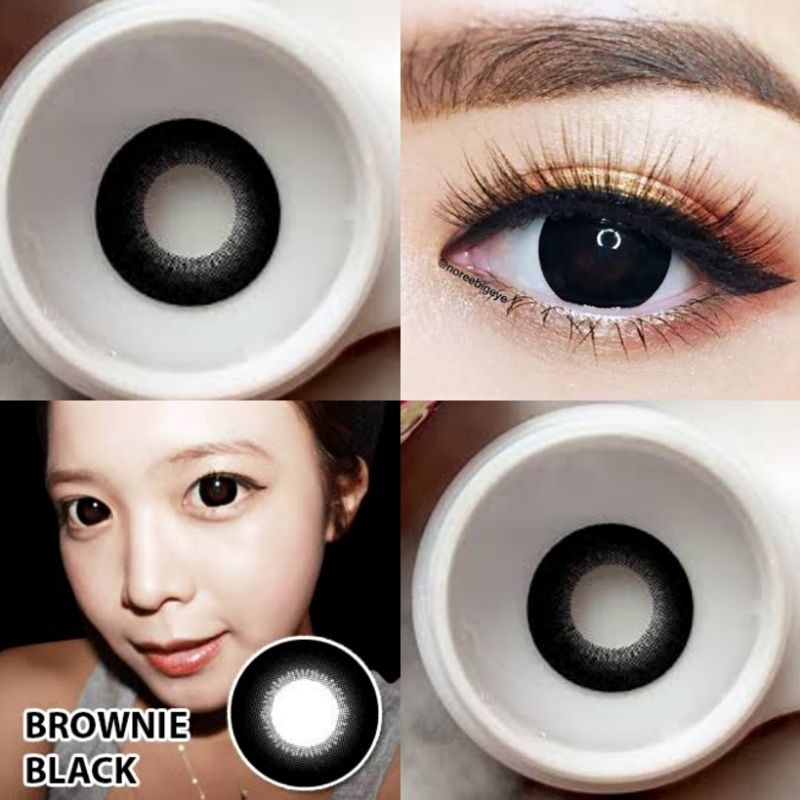 บิ๊กอายตาโต Brownie สีดำ  คอนแทคเลนส์ เลนส์ใหญ่ ตาแบ๊ว ลายธรรมชาติ 0.00 ค่าสายตา