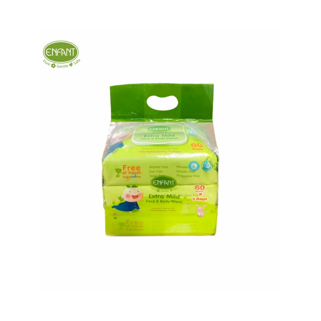 Enfant Extra Mild Face  Body Wipes ทิชชู่เปียกเช็ดทำความสะอาดผิว