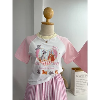 (เฉพาะเสื้อ) Hello 𐙚 เสื้อover size & baby tee ลาย Lady โบว์