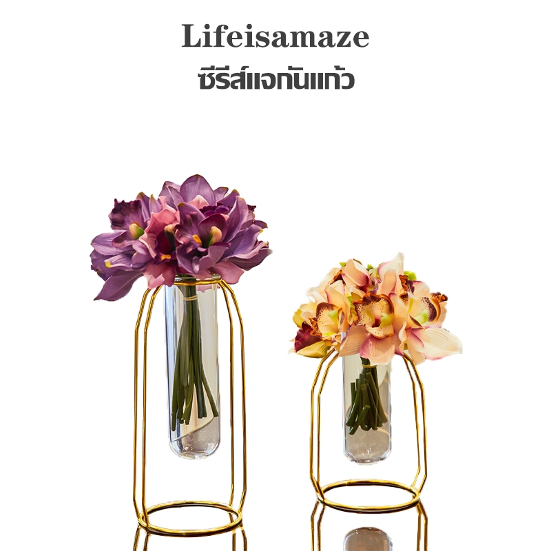 แจกันแก้วvase สไตล์นอร์ดิก เครื่องประดับสร้างสรรค ins เหล็กดัดไฮโดรโปนิทองแจกันตกแต่งห้องนั่งเล่นโต๊ะตกแต่งดอกไม้แห้งดอก