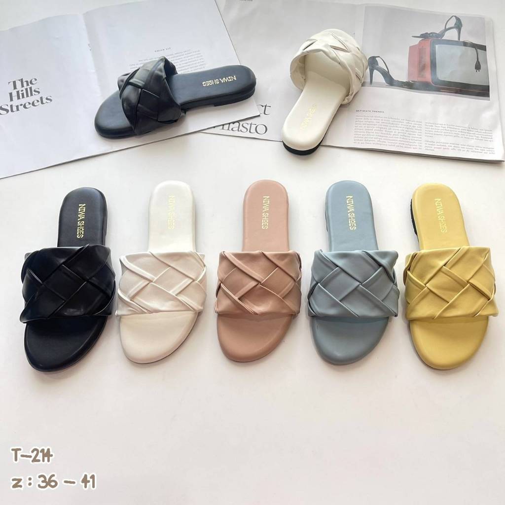 NIWA SHOES  รองเท้าแตะ รองเท้าแฟชั่น ไม่มีส้น รุ่น T-214