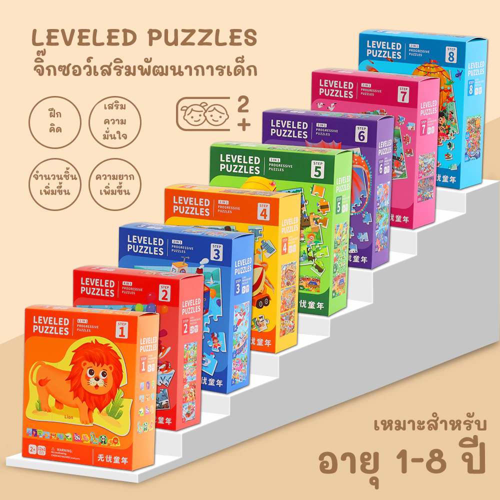 New⚡จิ๊กซอว์เด็ก จิ๊กซอว์เซ็ทแบ่งตามช่วงวัยของเด็ก 2-8ปี ของเล่นเด็ก ของเล่นเสริมพัฒนาการ