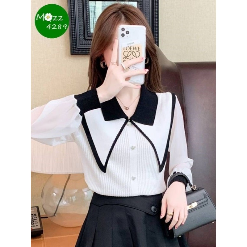 MQzz4289 พร้อมส่ง เสื้อคอปกผู้หญิง แมตช์ได้ทุกลุค คลาสลิก สวยหรู เสื้อเชิ้ต ผ้าไหมพรมแขนยาว Freesize