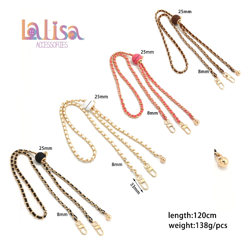 พร้อมส่งจากไทย ครบทุกสี สายกระเป๋าปรับได้ อุปกรณ์เสริมห้อยกระเป๋า โซ่หนังPU สายลูกตุ้มปรับระดับ