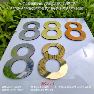 Aluminum Composite Letters ตัวเลขไดคัท ตัวอักษร อลูมิเนียมคอมโพสิต ตัวนูน สูง 10 ซม. D.I.Y สำหรับเลขที่บ้าน, เลขที่ห้อง