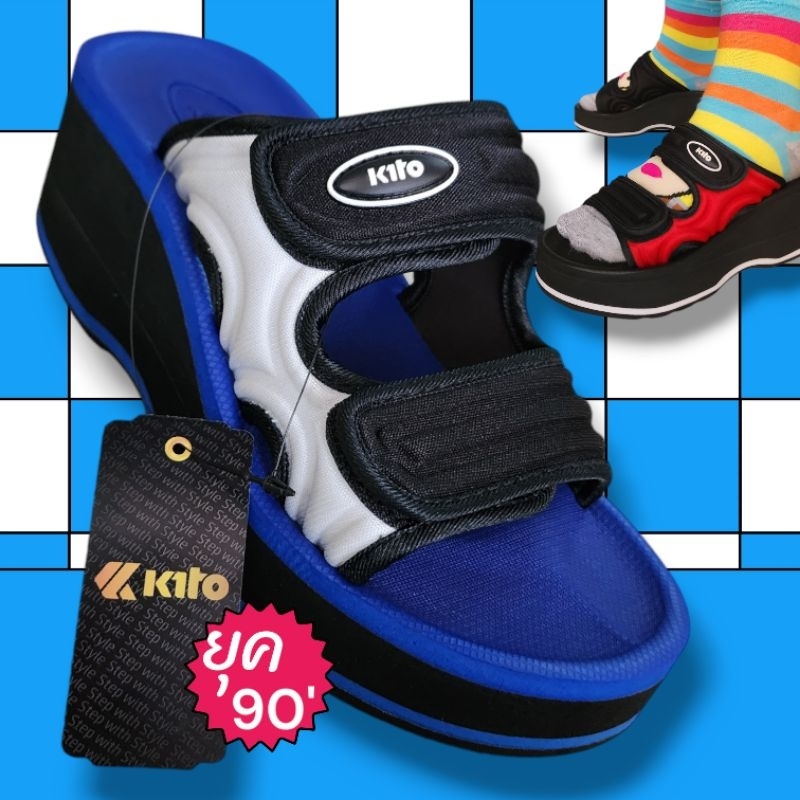 SIZE35-37รองเท้าKITO แฟชั่นยุค90' รหัสAB43W ส้นตึกเดินง่าย