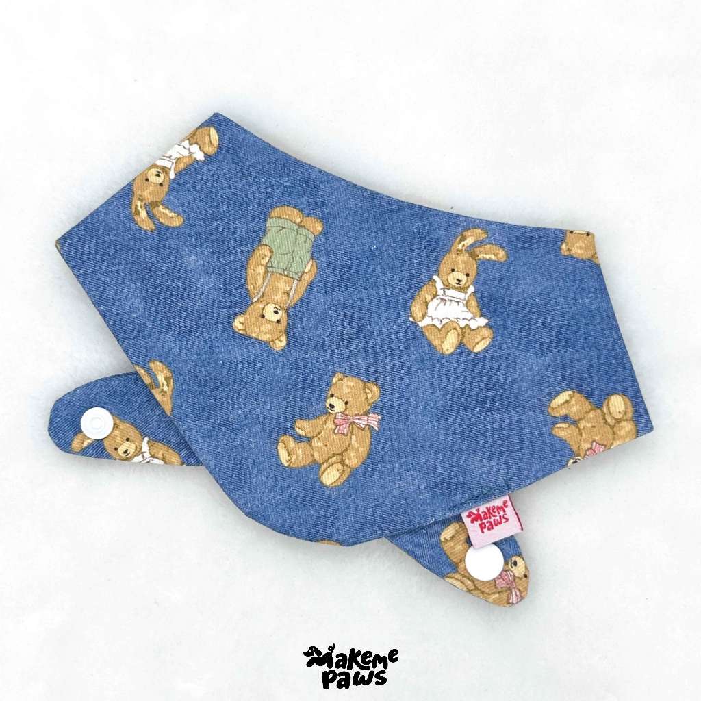 Bear Jean Bandana ลายหมีผ้ายีน ผ้าพันคอสัตว์เลี้ยง สุนัข หมา แมว