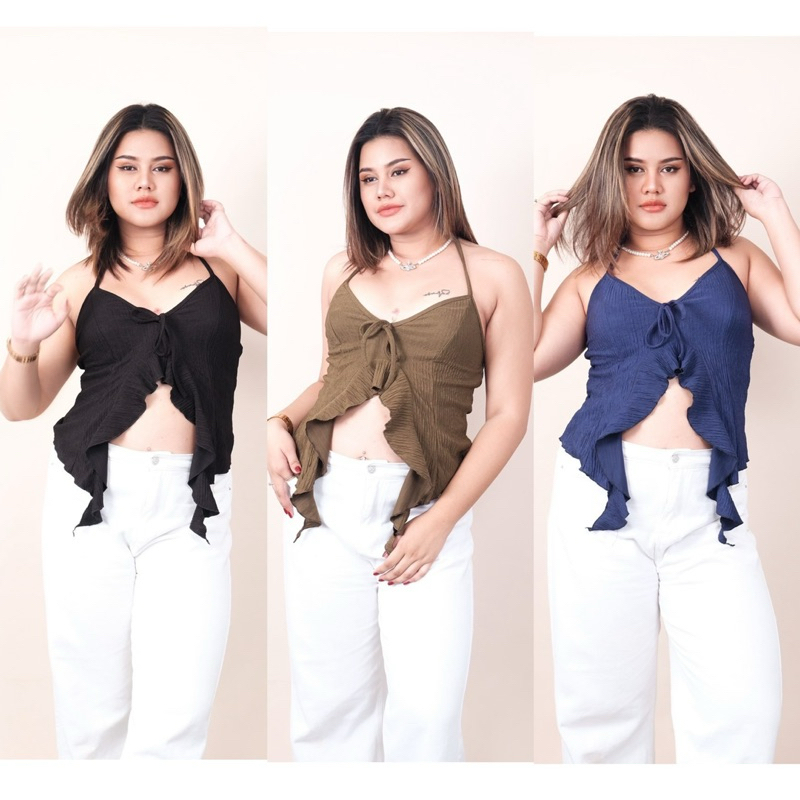 Sweetie เสื้อสายเดี่ยวพลัสไซส์ เย็บชายรุ่ย สไตล์เวียดนาม