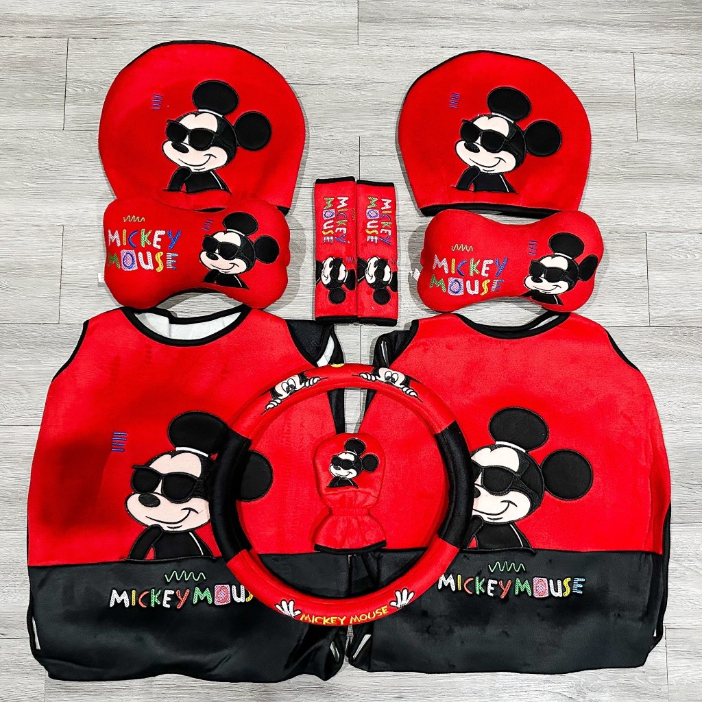 พร้อมส่ง หุ้มเบาะรถยนต์ลายมิกกี้ใส่แว่นหล่อเท่มาก ️ หัวเบาะกลม ผ้ากำมะหยี่หนานุ่ม ปักลายอย่างดี ลายใหม่ล่าสุด