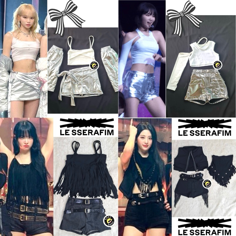 BABYGAGA 🩶🖤 Lesserafim Kpop ✂️ รับตัดชุด ชุดเต้น ชุดโคฟ ชุดโคฟเวอร์ เคป๊อป ชุดเคป๊อป Dance Outfit ชุ