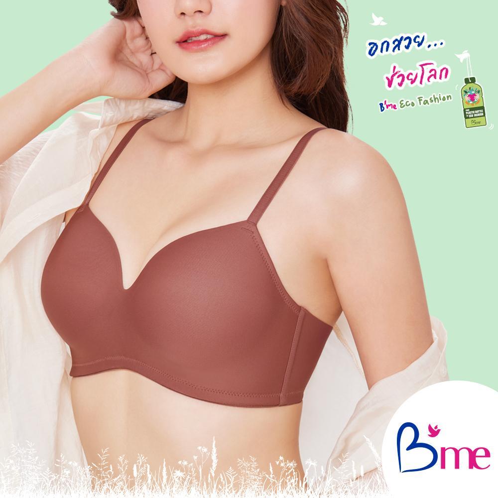 B'me ยกทรงซ่อนโครง (soft wire) ไม่มีฟองน้ำ สายด้านข้างมีขอบมีตะเข็บ รหัส ME1C09