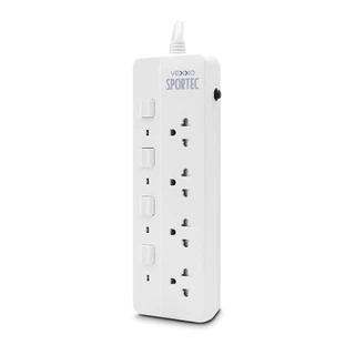 ปลั๊กไฟ Vexxo Sportec รุ่น P440 (10A 2300W) : 4 ช่องเสียบ 4 สวิตช์ : สายยาว 3 เมตร / 5 เมตร