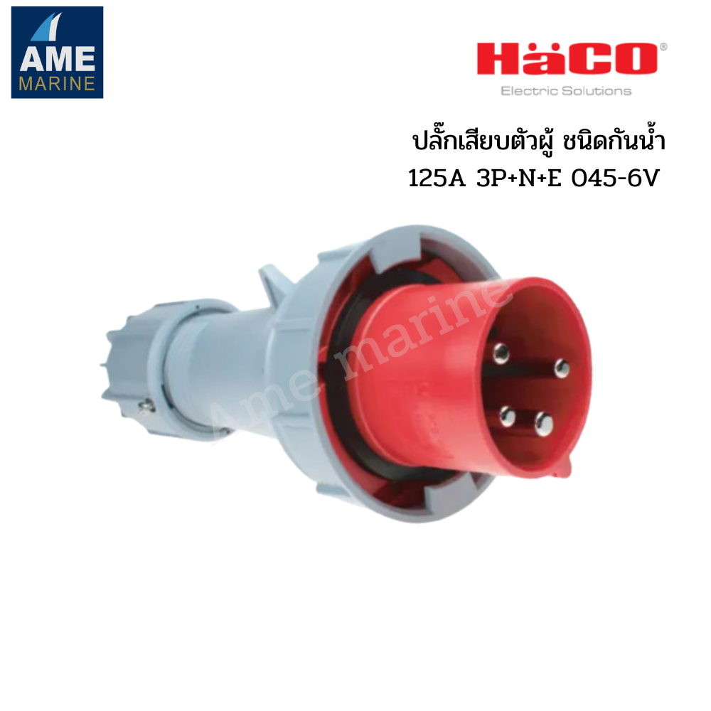 HACO PLUG ปลั๊กเสียบตัวผู้ ชนิดกันน้ำ 5 ขา IP67 125A 400V 4PIN 3P+N+ PCE รุ่น 045+6V