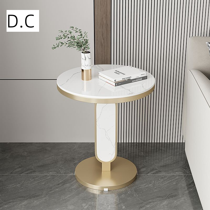 D.C coffee table โต๊ะกาแฟ โต๊ะกลมหินอ่อน โต๊ะข้างทอง เฟอร์นิเจอร์หรูหราบางเบา