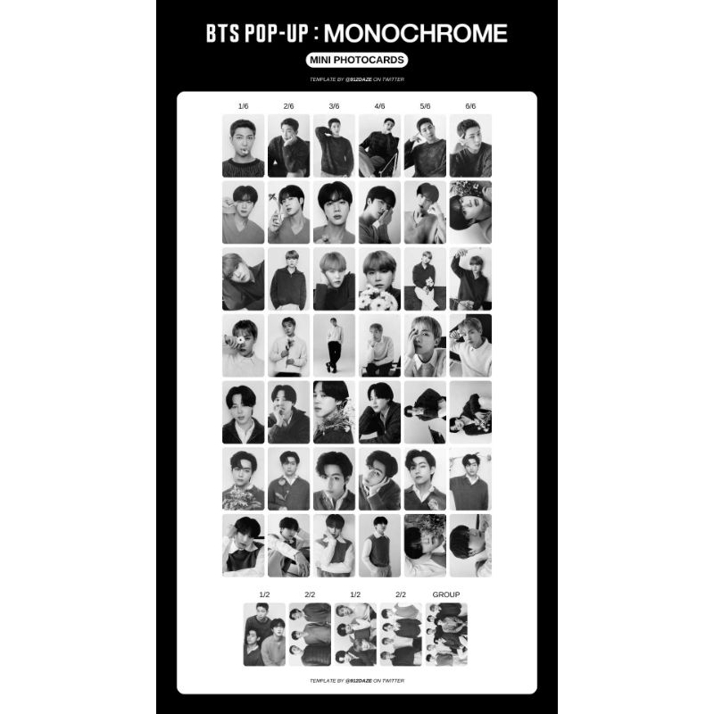 [พร้อมส่ง] BTS : MONOCHROME MINI PHOTO CARD (เทรดดิ้งการ์ด /โฟโต้การ์ด)