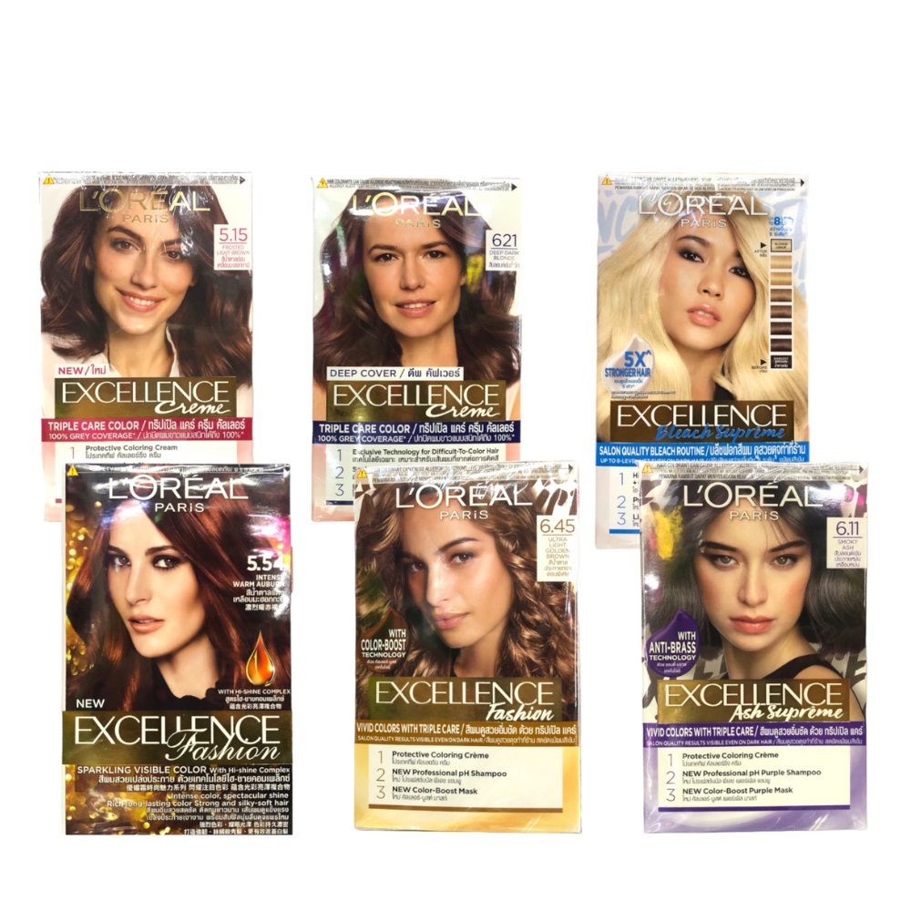 Loreal EXCELLENCE CREME ลอรีอัล เอกซ์เซลเลนซ์ ครีม ครีมเปลี่ยนสีผม เฉดสีธรรมชาติ/บลอนด์/ทองแดง/มะฮอกกานี