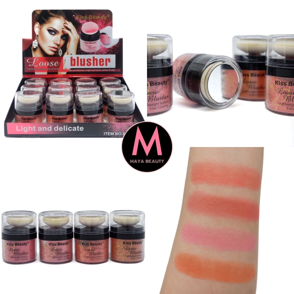 {12กระปุก} Kiss Beauty Color Loose Blusher บลัชออนเนื้อฝุ่น เนียนละเอียด สีสันละมุน เป็นธรรมชาติ