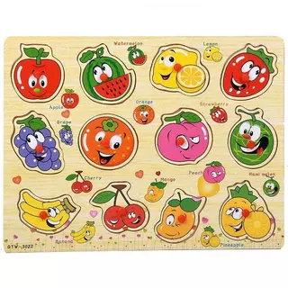 Babypartys จิ๊กซอว์ไม้ ขนาด30x22ซม. ของเล่นไม้หมุดแดง ของเล่นพัฒนาการเด็ก ของเล่นจุกไม้