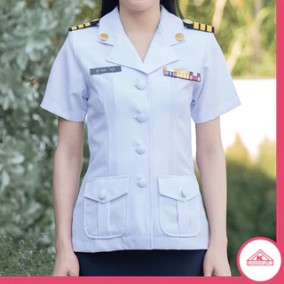 ชุดครูเอกชนหญิง คอฮาวาย+กระโปรง(ขายแยกชิ้น)